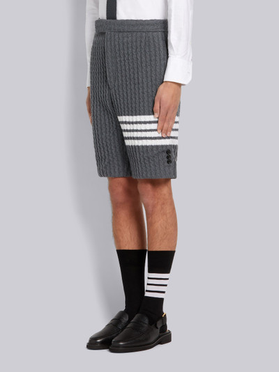 Thom Browne Medium Grey Baby Cable Merino 4-stripe Classic Backstrap Short outlook