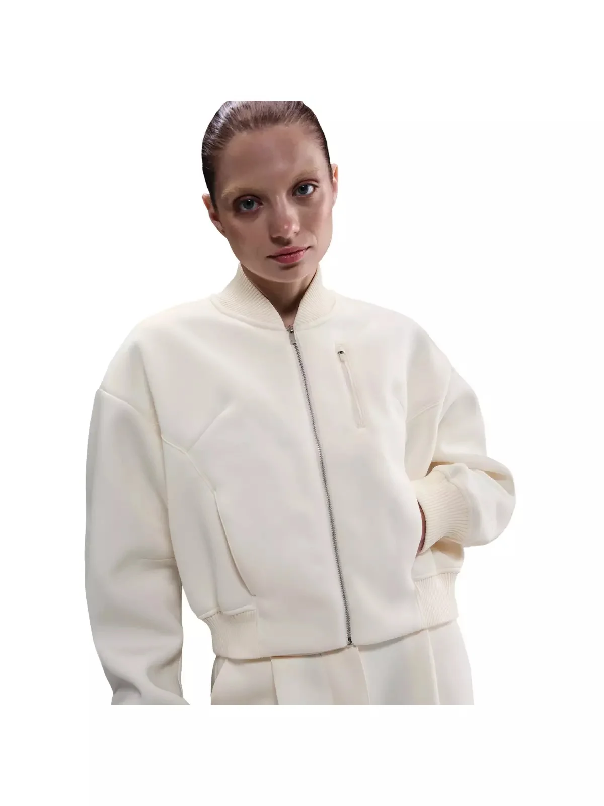 Women's Sportswear Modern Fleece Oversize Destroyer Jacket -Ivory - 1