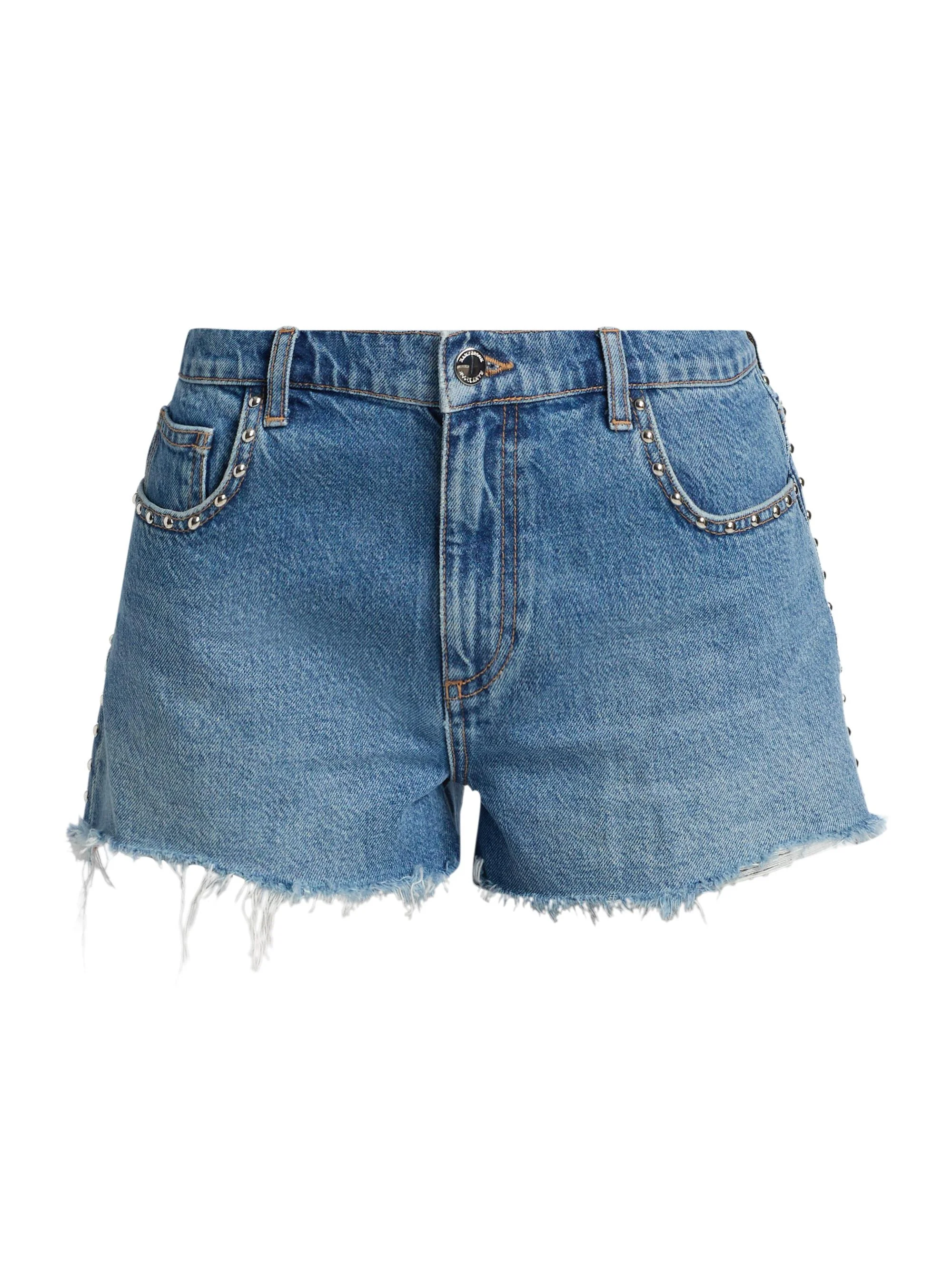 Women's Bria Studded Denim Shorts - Faded Blue Wash - 1