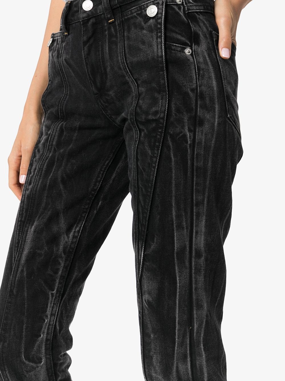 panel detail split hem jeans - 5