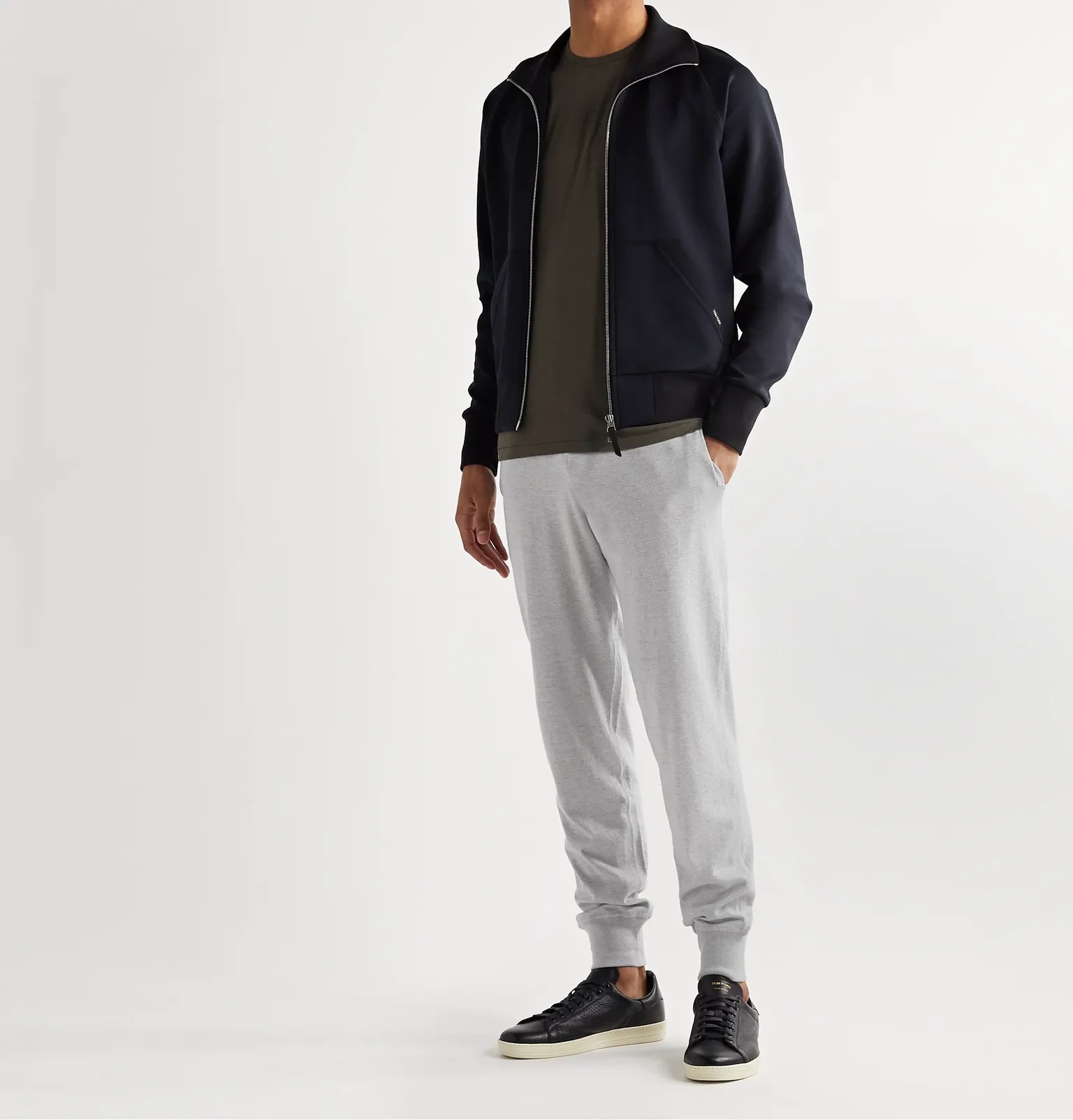 Tapered Melangé Cotton, Silk and Cashmere-Blend Sweatpants - 2