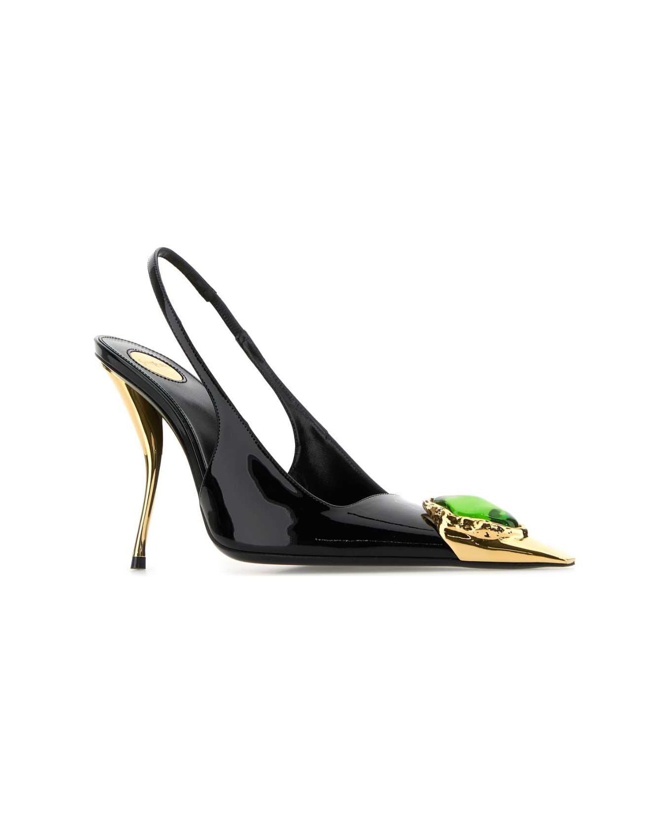 Black Leather Loulou Pumps - 2