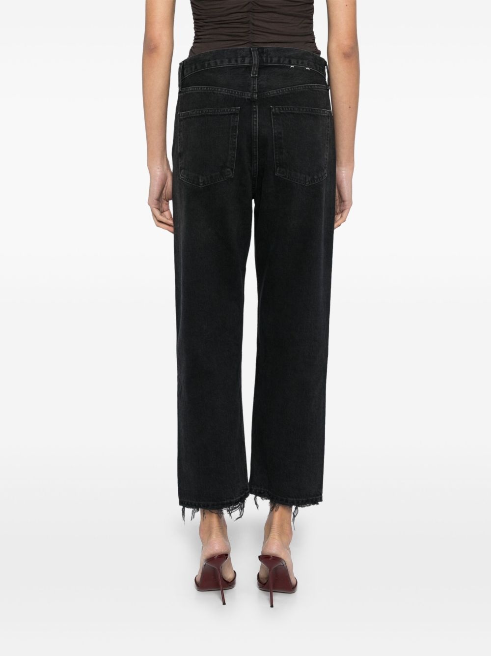 distressed cropped jeans - 4
