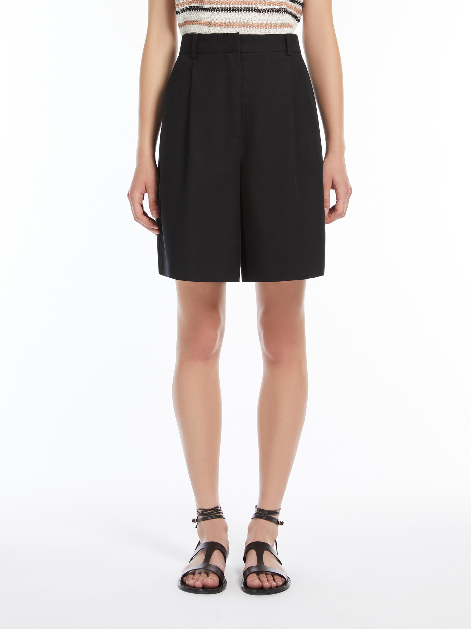 ECUBA Cotton and linen flared Bermuda shorts - 3