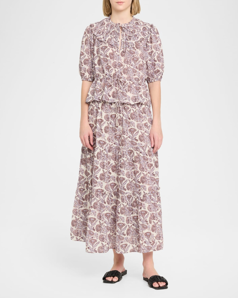 ULLA JOHNSON Elvie Printed Short-Sleeve Blouse outlook