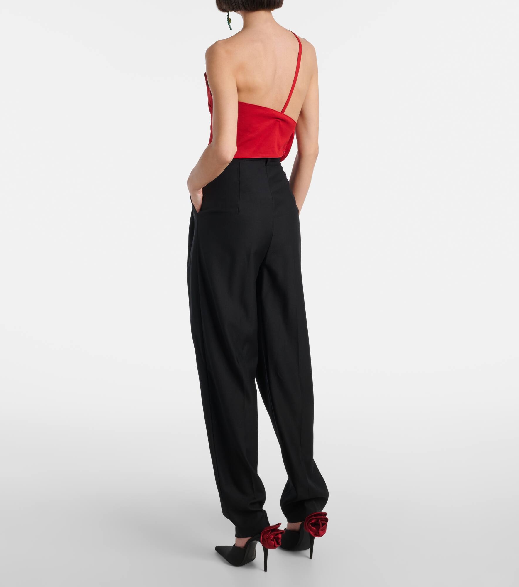 Floral-appliqué one-shoulder top - 3