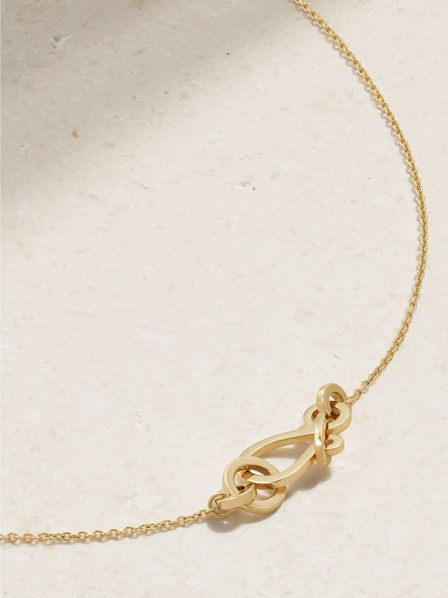 Bow Simple 14-karat recycled gold necklace Gold - 3