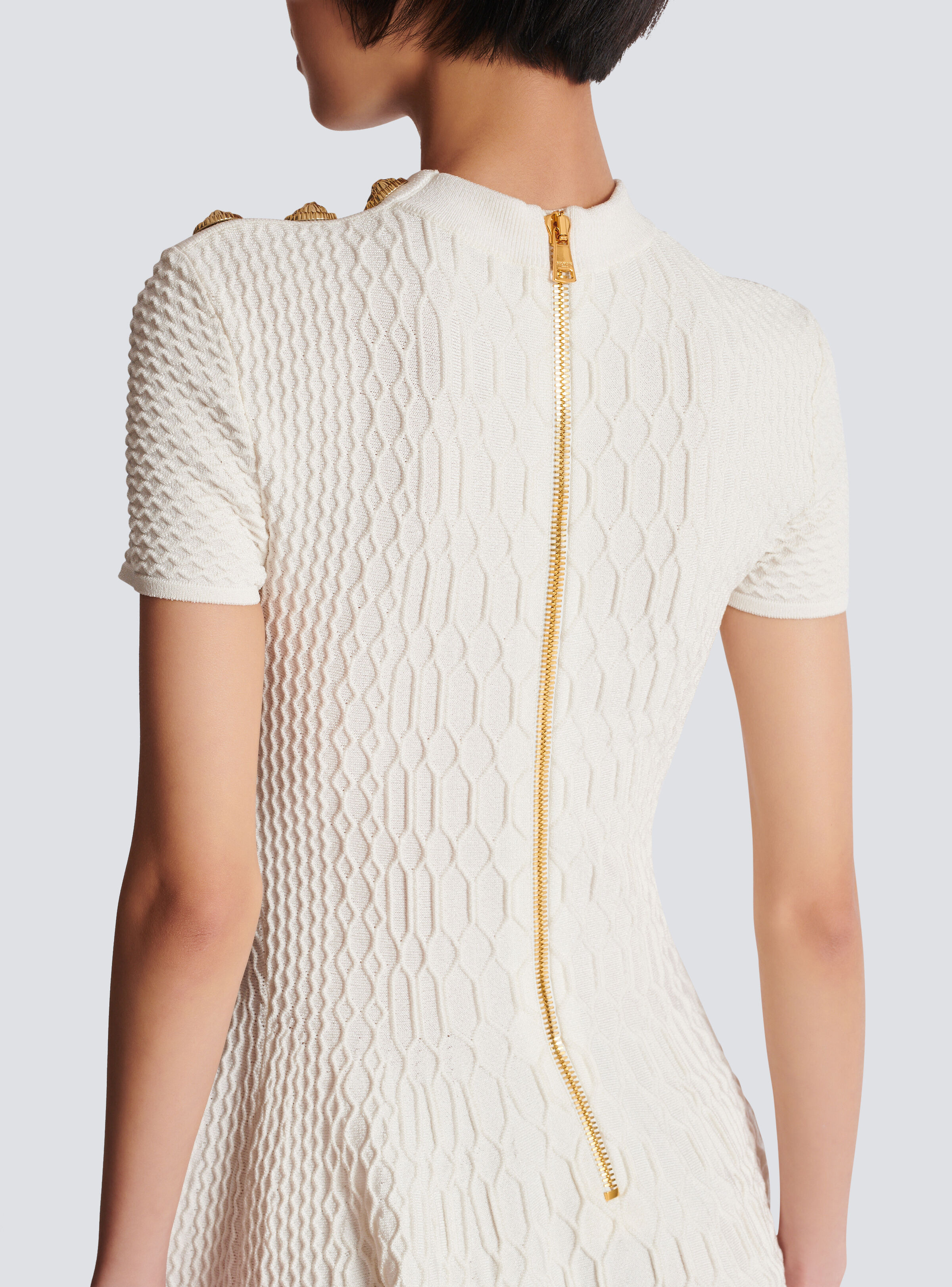 Flared crocodile-knit dress - 6