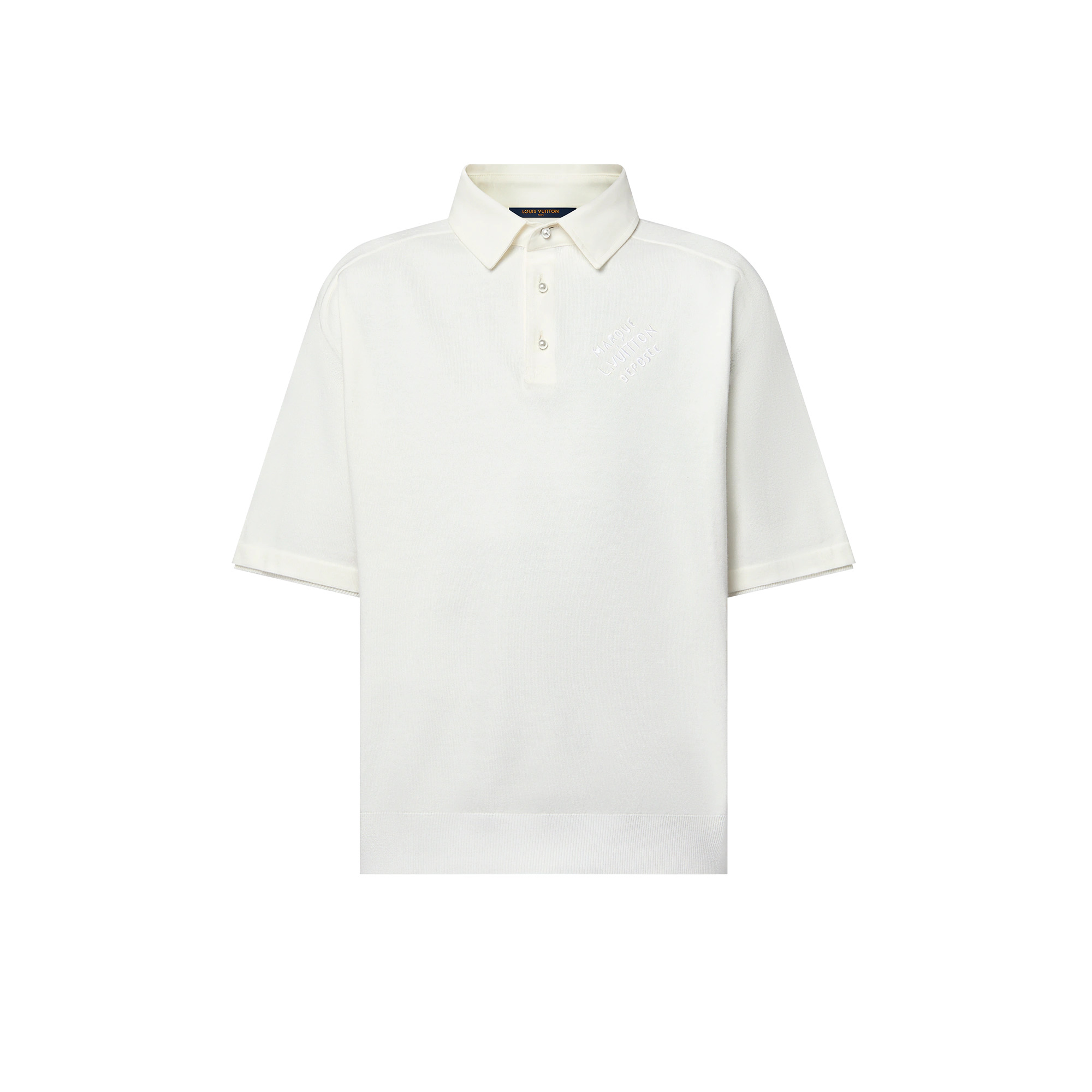 Embroidered Short-Sleeved Cotton Blend Polo Shirt - 1