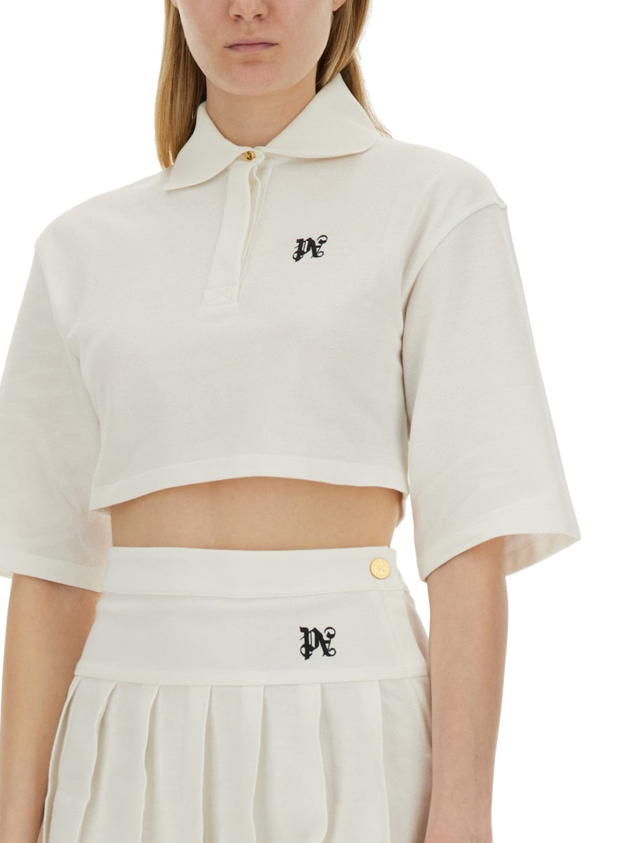 Palm Angels Women Monogram Cropped Polo Shirt - 4