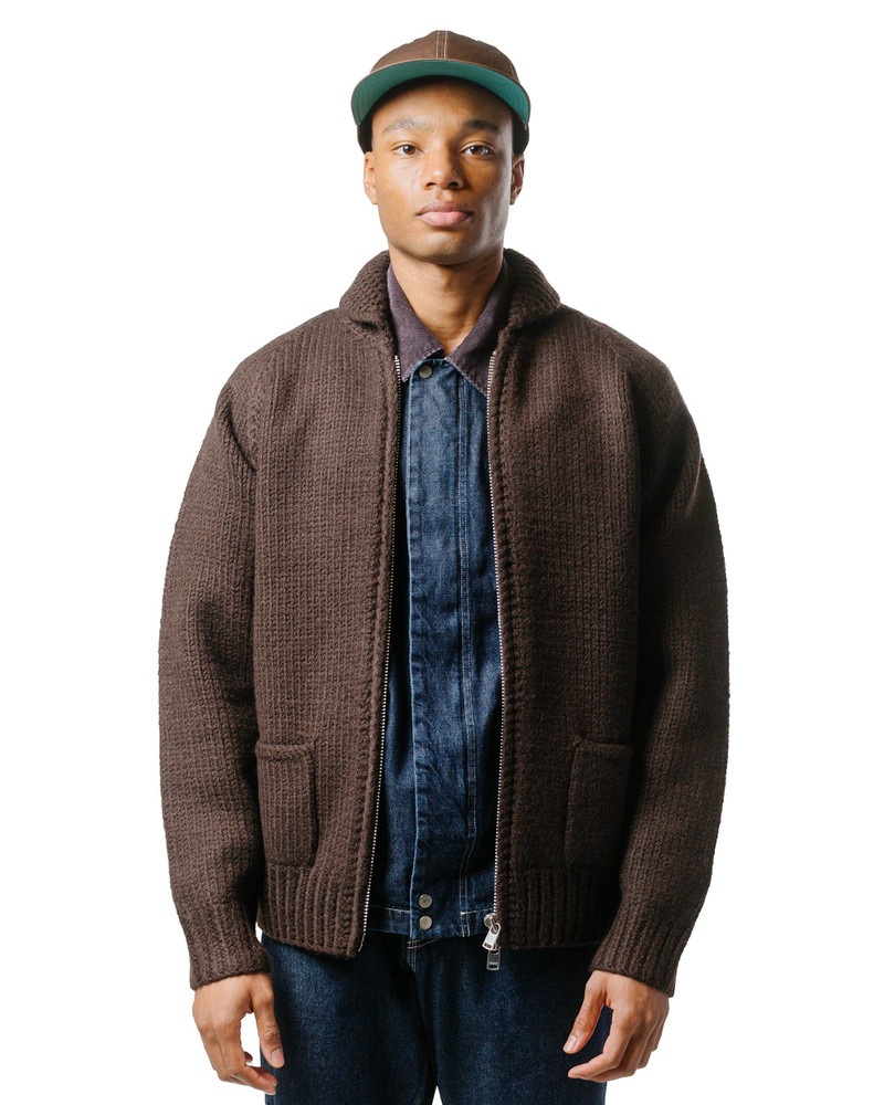 nonnative Adventurer Hand-Knit Cowichan Sweater Wool Yarn Brown outlook