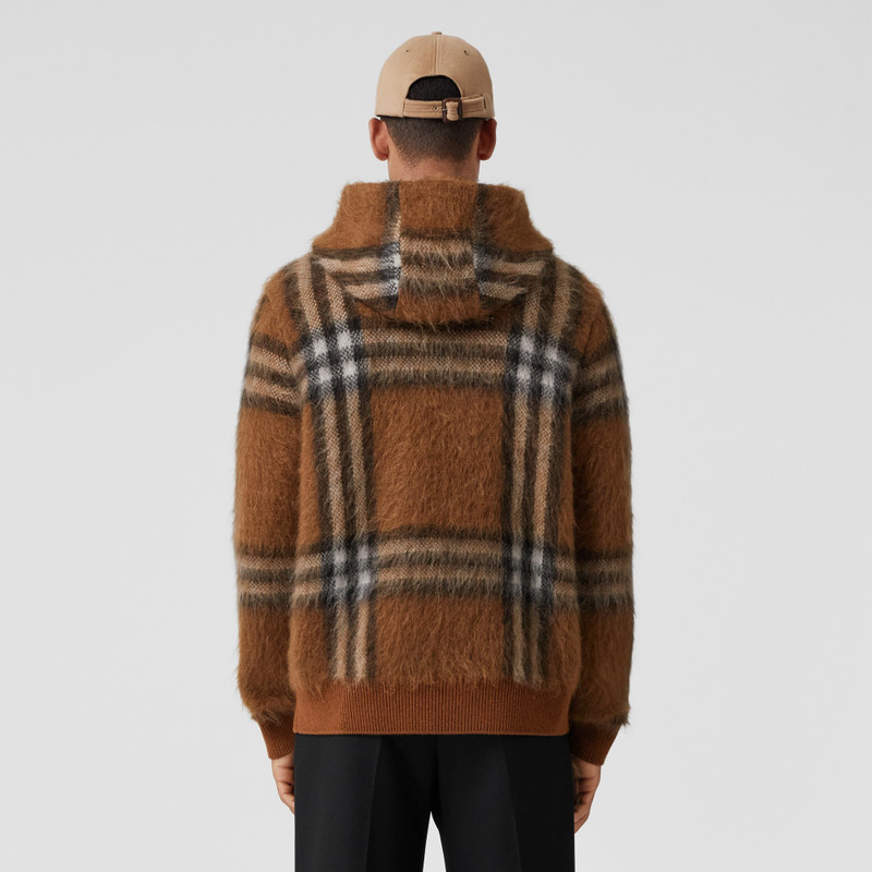 Exaggerated Check Wool Mohair Blend Hoodie 3