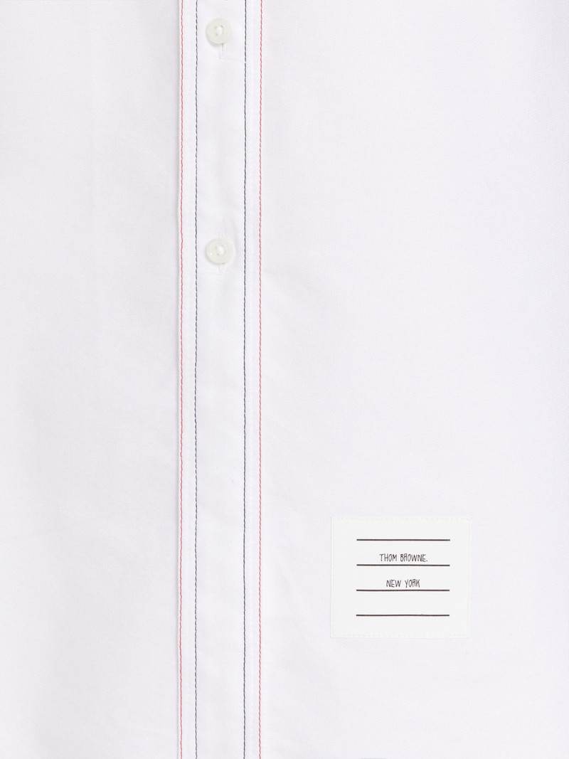 흰색 옥스포드 트리플 바느질 포인트 칼라 무릎 길이 Shirtdress 6