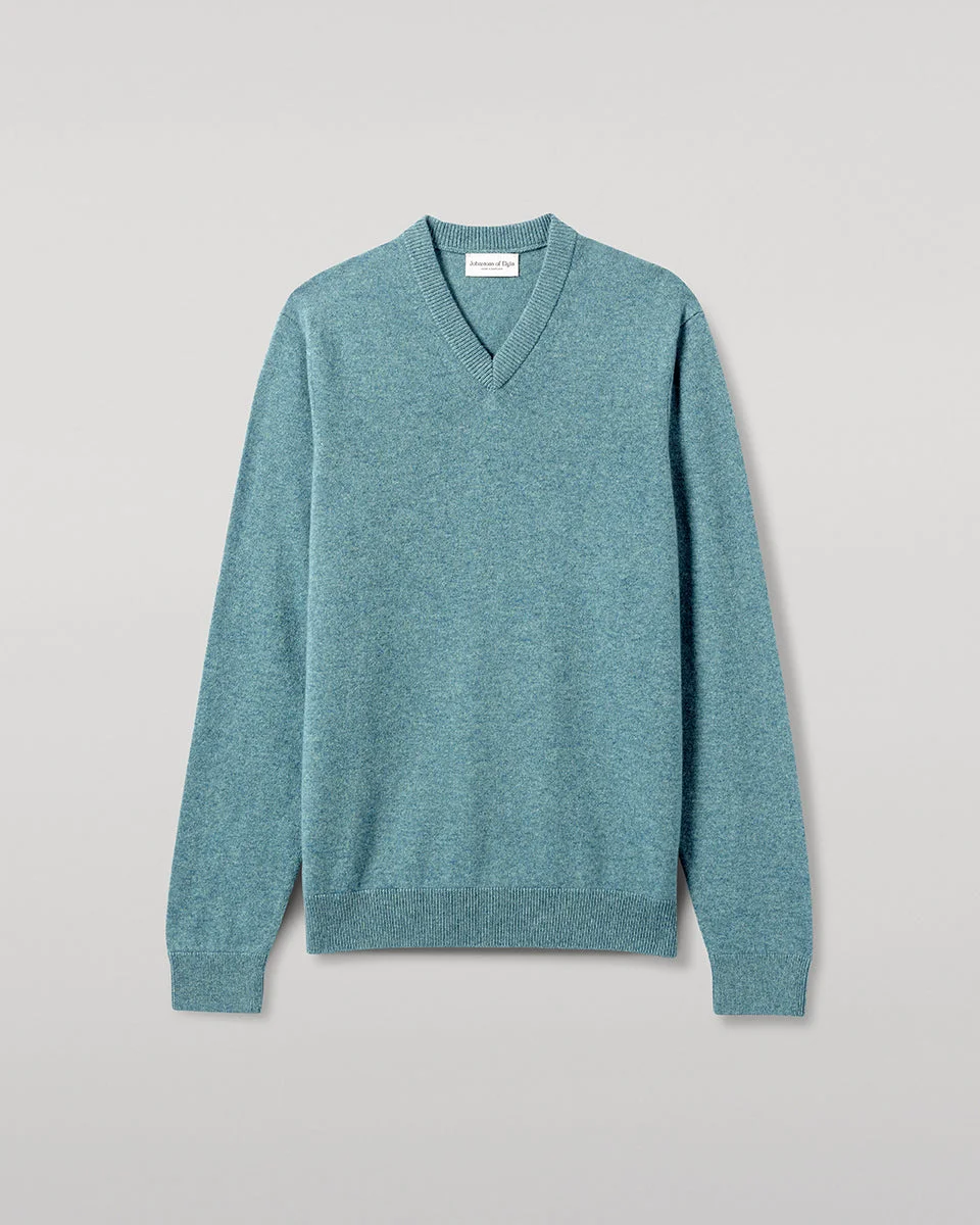 Classic Cashmere Green V Neck Jumper - 1