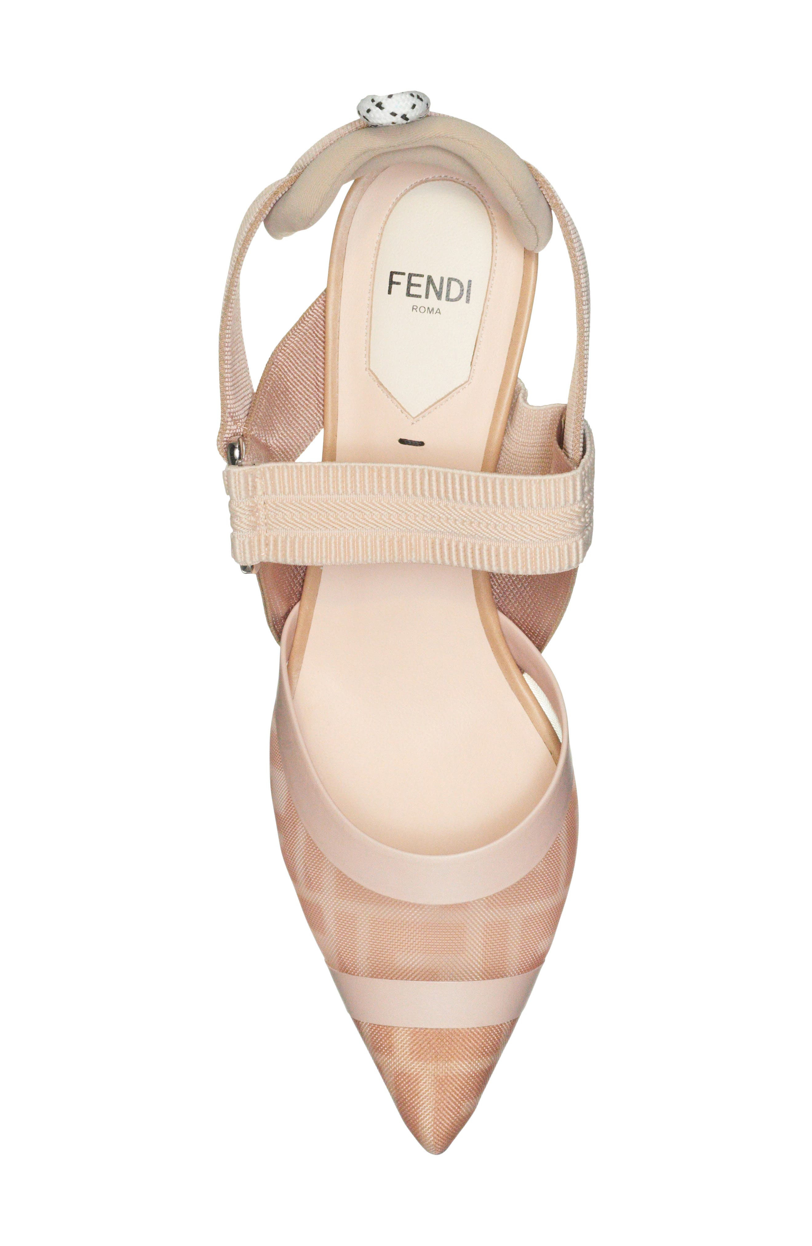 Fendi Colibri Mesh Slingback Pointed Toe Pump in F19Mn Rose Rose/nudo at Nordstrom - 4