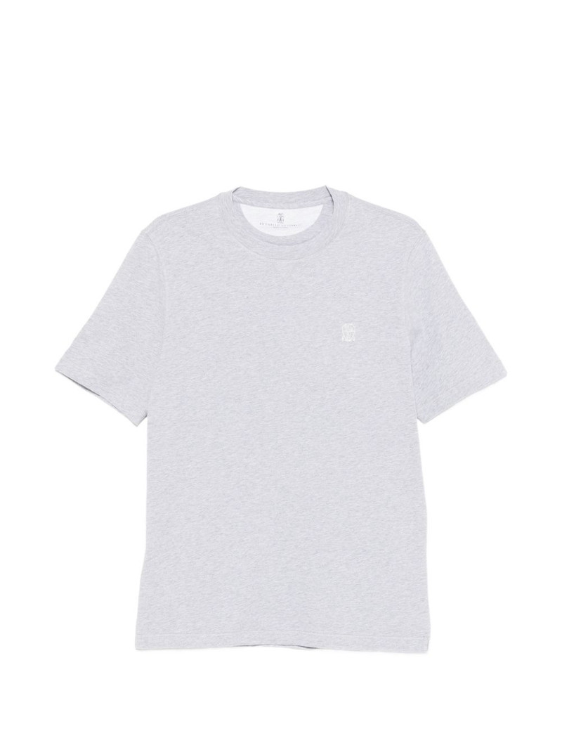 ribbed crew-neck logo-embroidery T-shirt 1