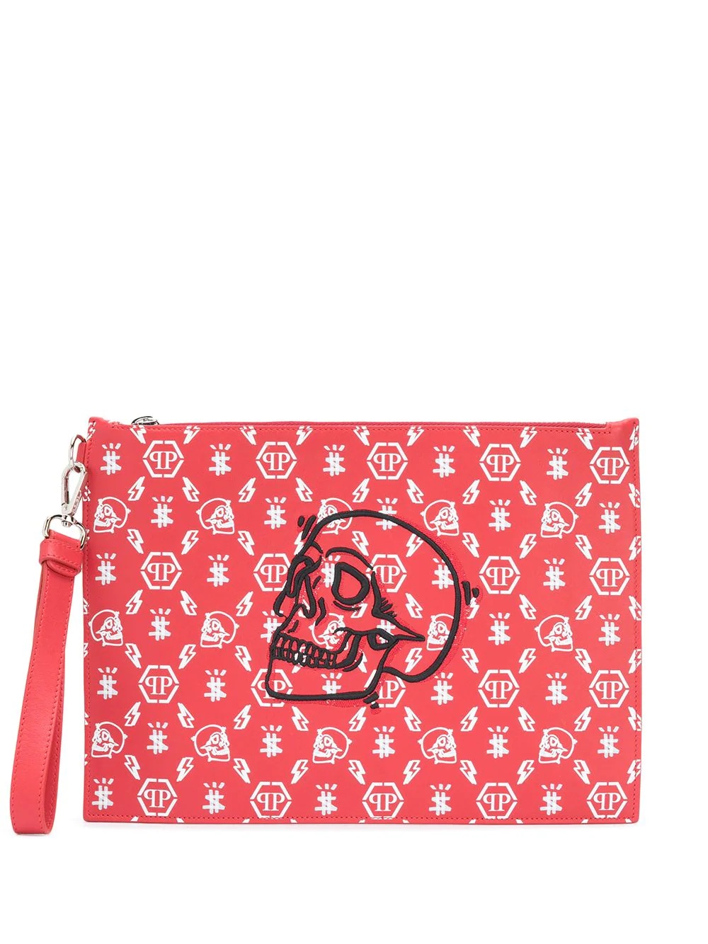 zipped logo print clutch bag - 1