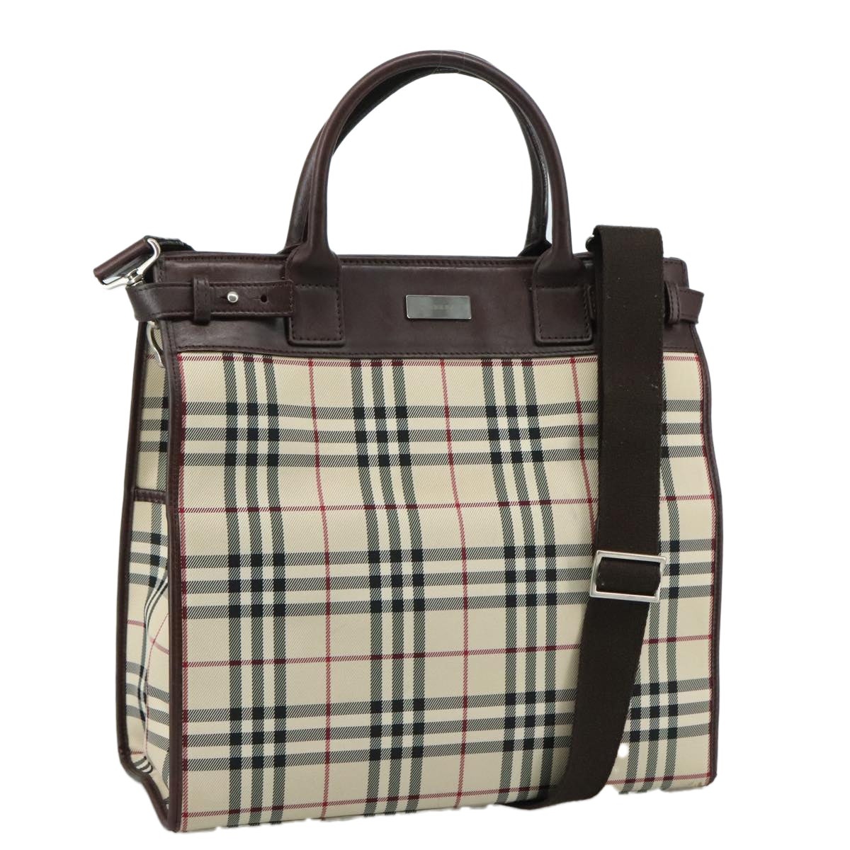 Burberry Nova Check Hand Bag Canvas Beige - 1