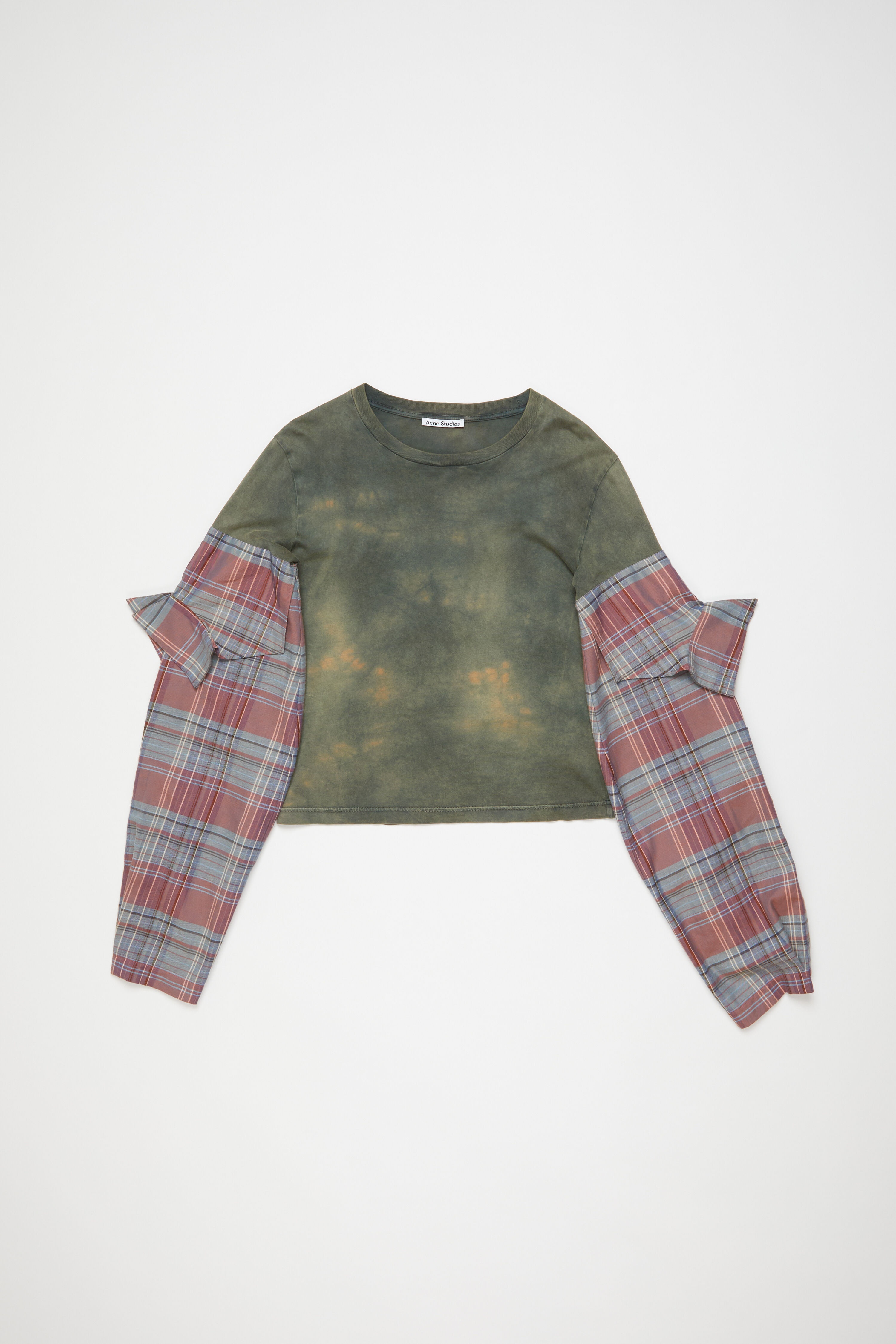T-shirt constructed flannel sleeves - Blue/multi - 1