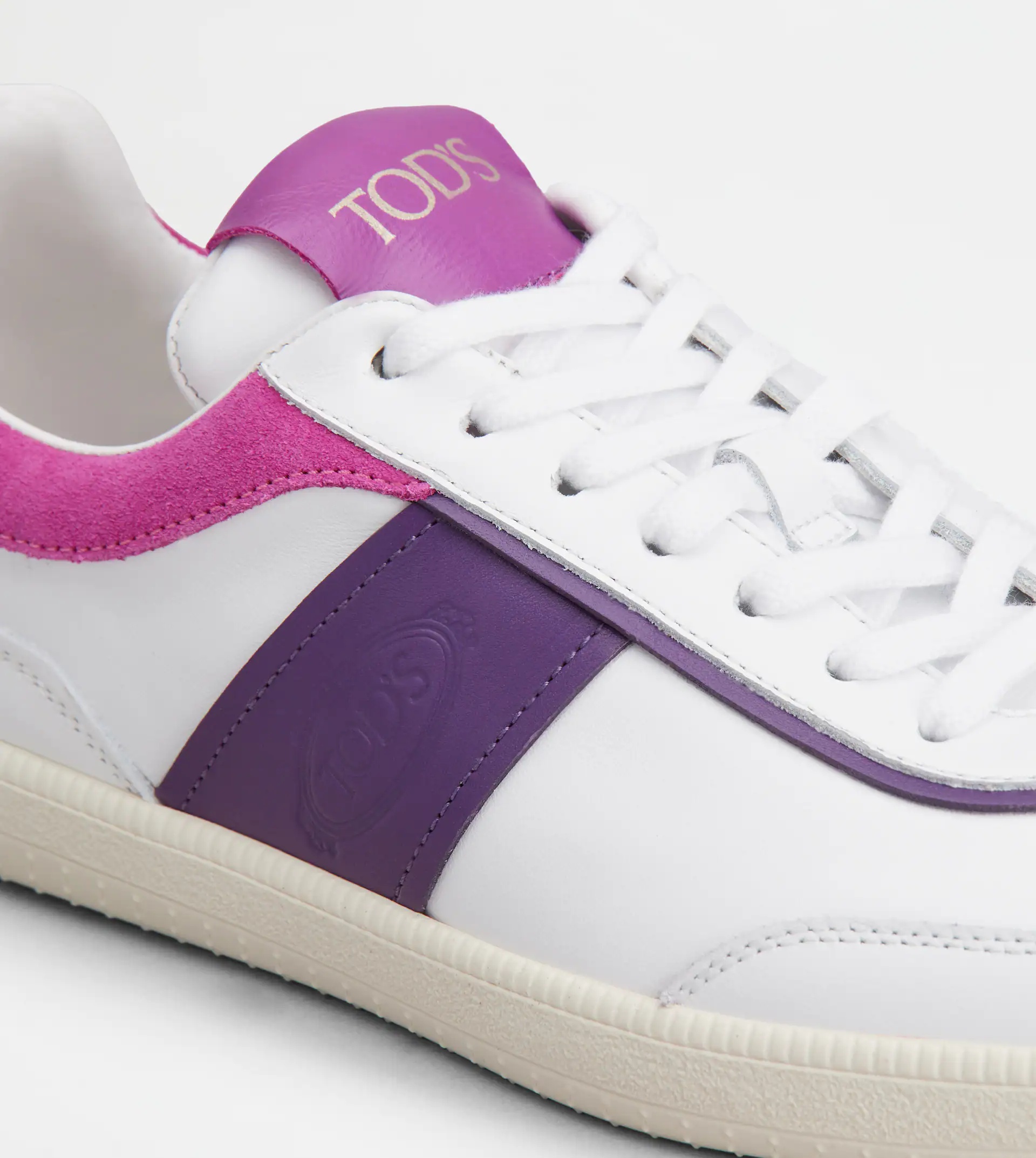TOD'S TABS SNEAKERS IN LEATHER - WHITE, VIOLET - 5