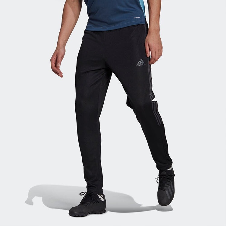 Men's adidas Solid Color Logo Straight Stripe Casual Sports Pants/Trousers/Joggers Black GN5490 - 2