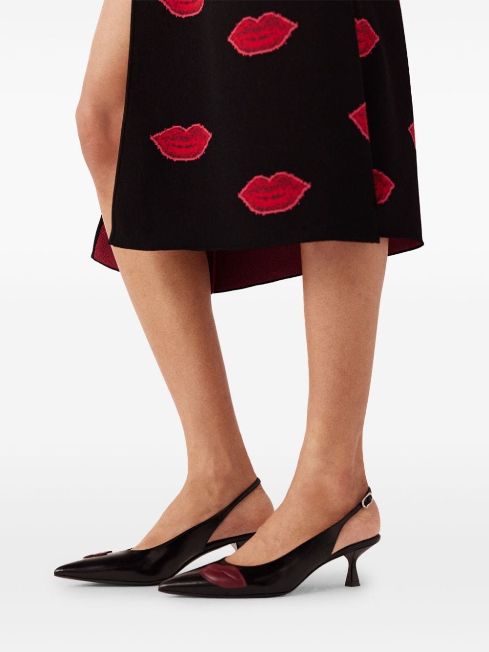 lips-print knit midi skirt - 7