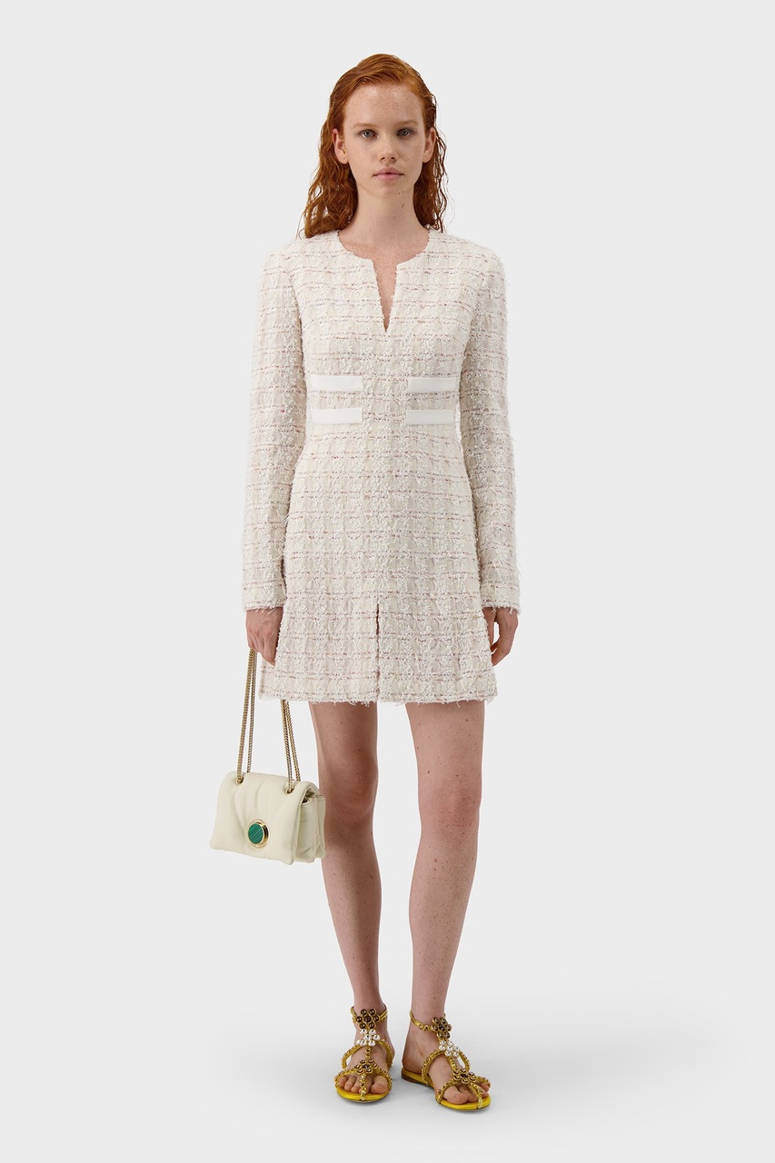 Long Sleeve Boucle Mini Dress - 3