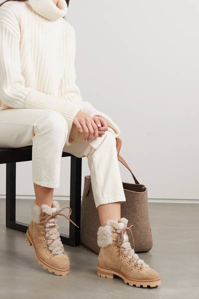 JIMMY CHOO Eshe shearling-lined suede ankle boots outlook