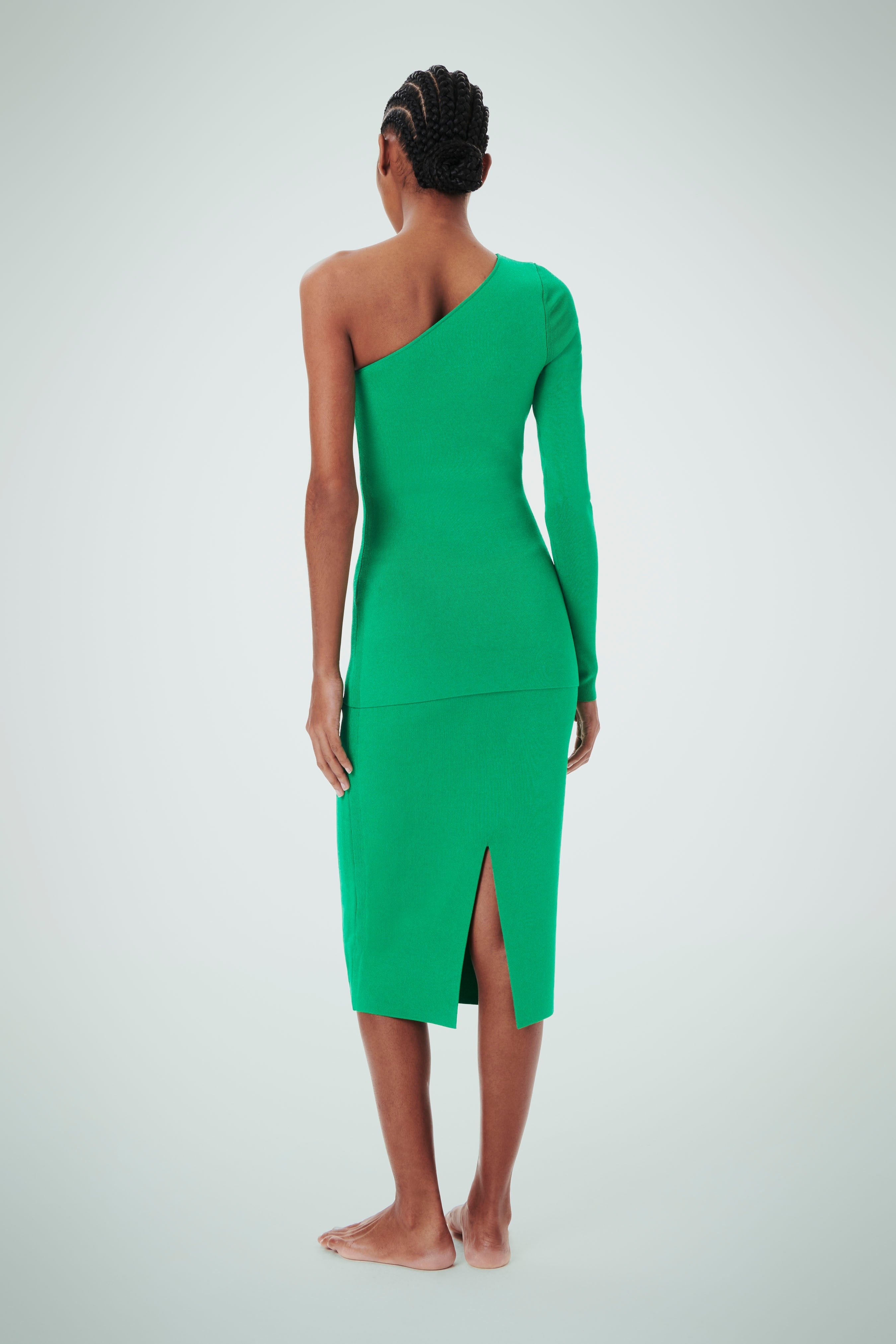 VB Body Fitted Midi Skirt in Green - 5