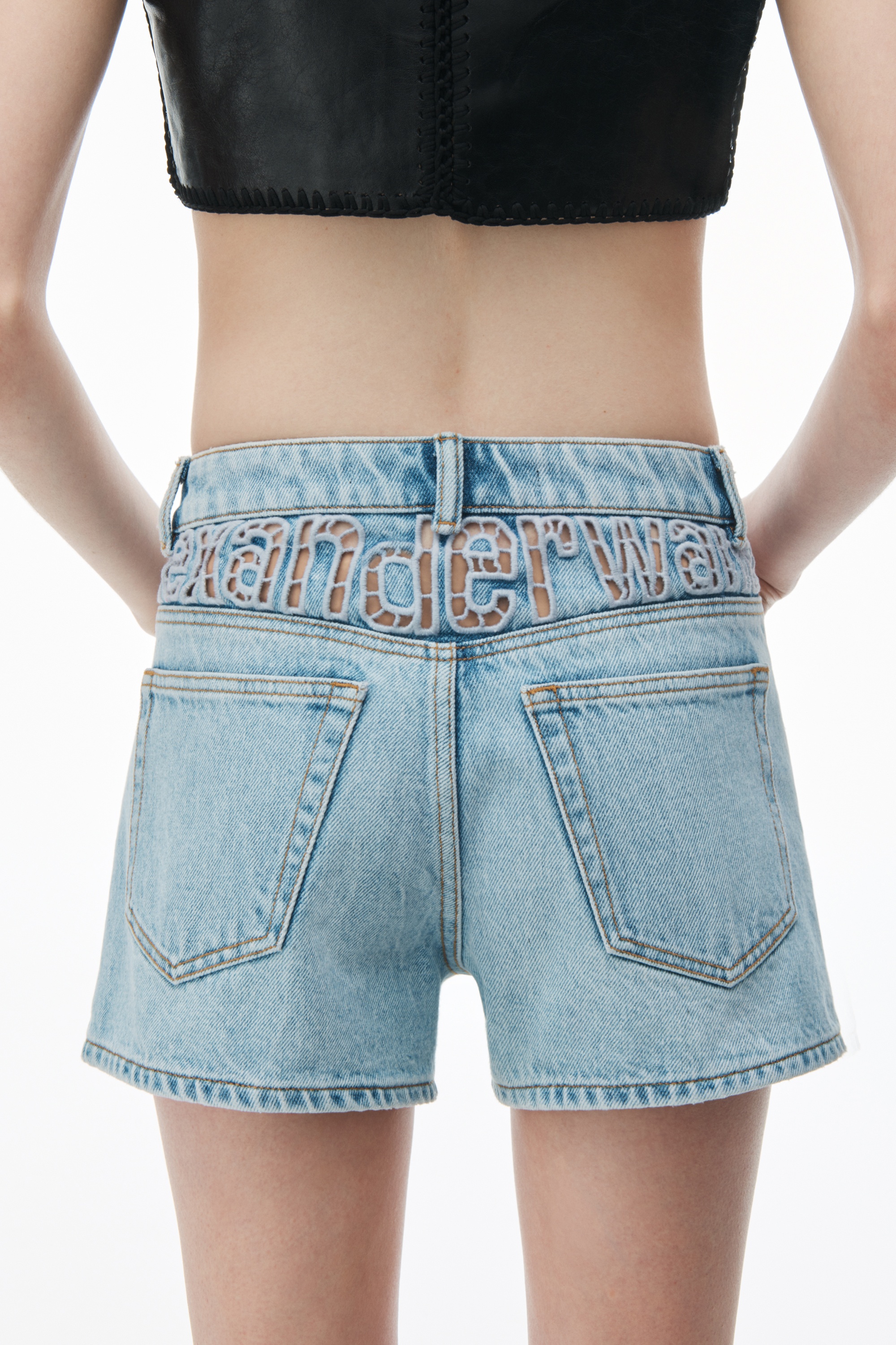 High Rise Shorty in Recycled Denim - 5