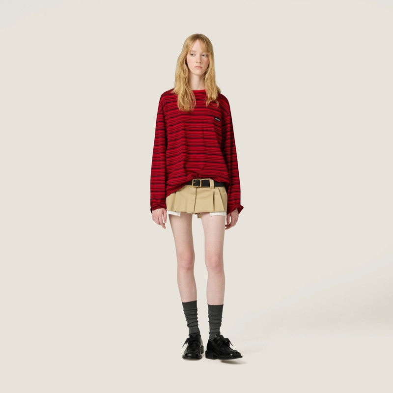 Miu Miu Long-sleeved cotton jersey T-shirt outlook