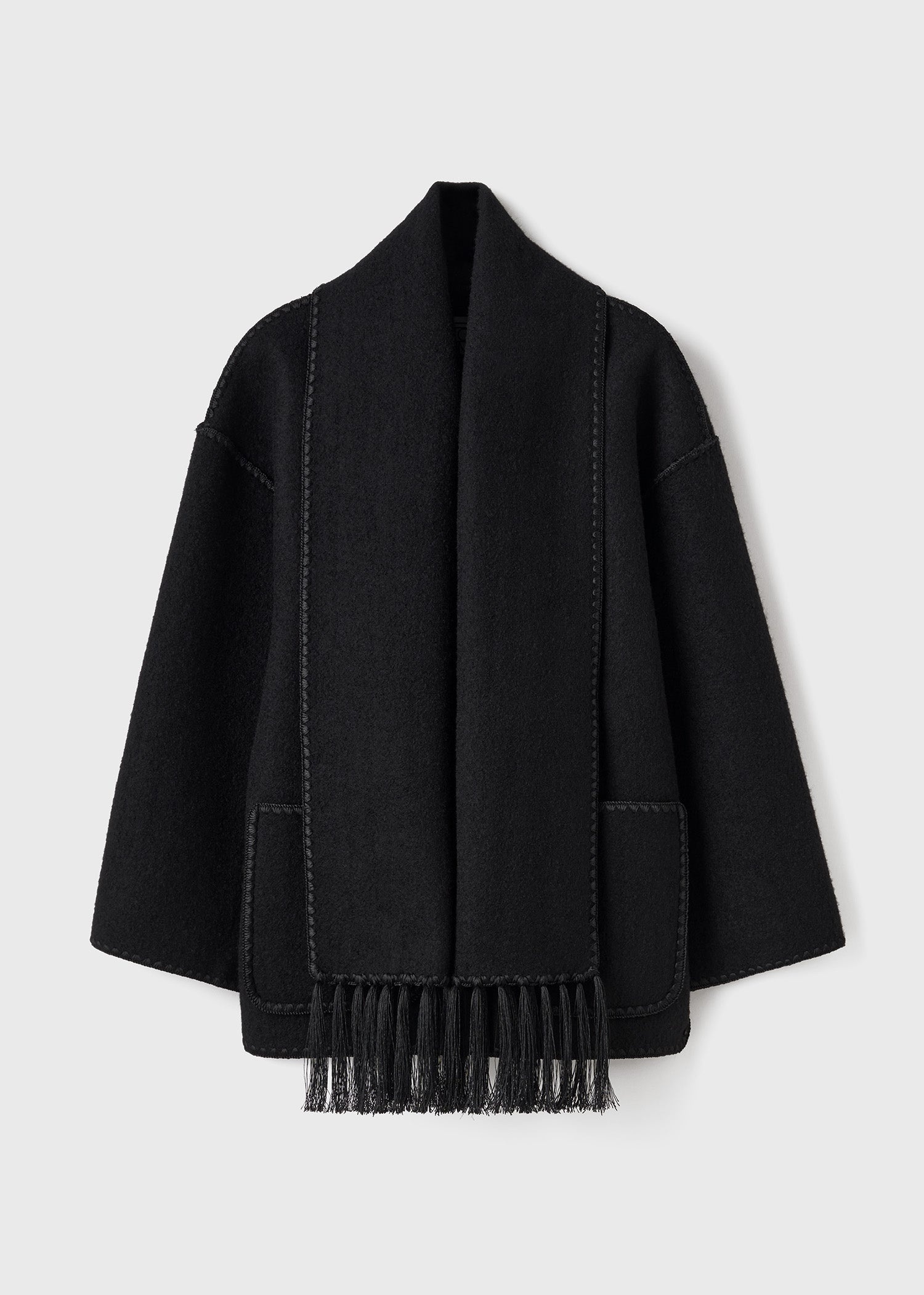 Embroidered scarf jacket black - 6