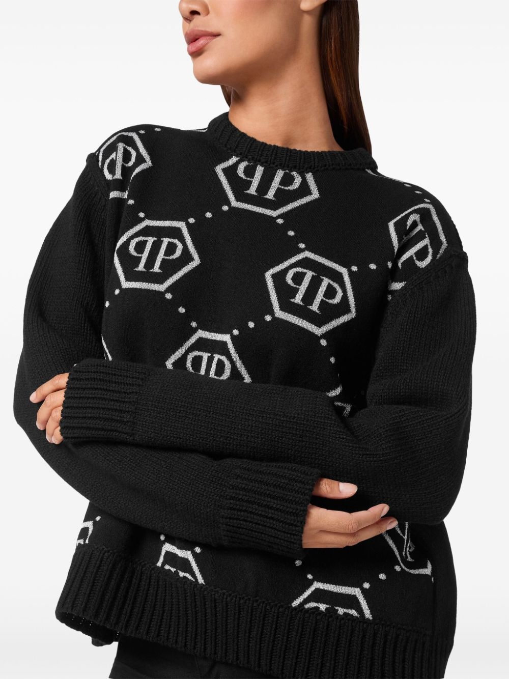 intarsia-knit logo jumper - 3