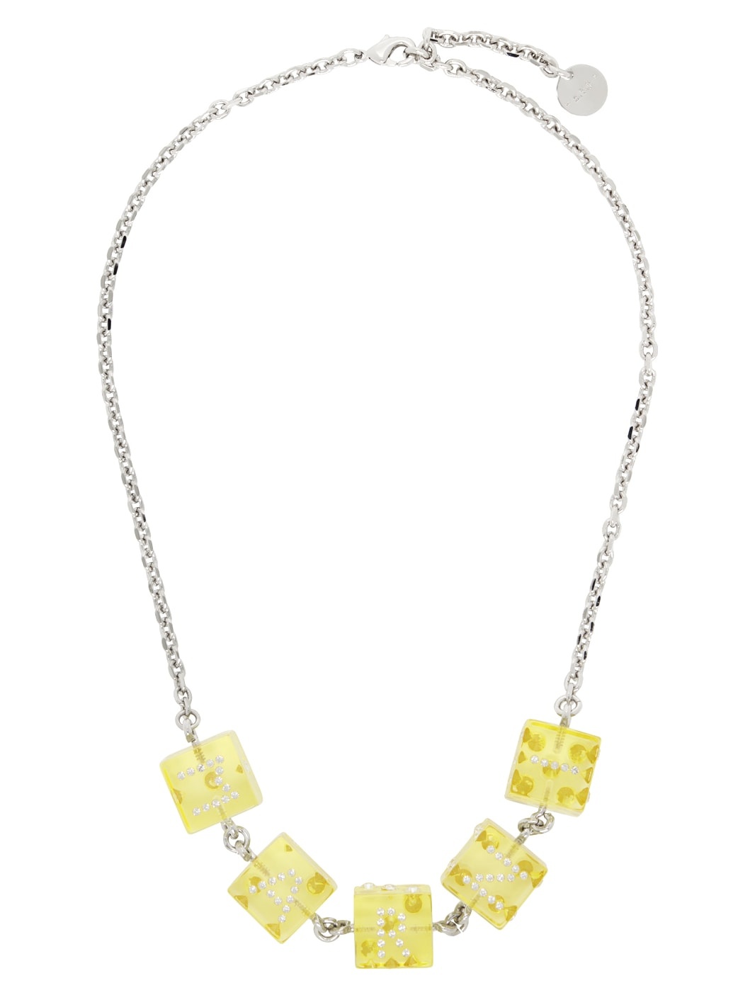 Silver & Yellow Dice Charm Necklace - 1