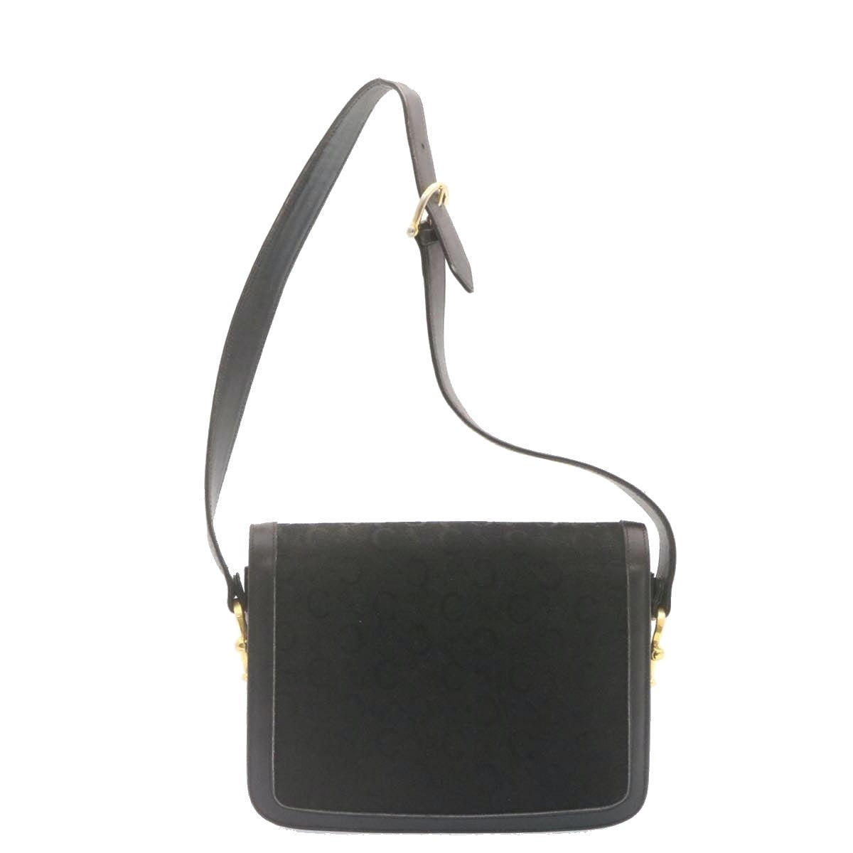 CELINE C Macadam Horse Carriage Shoulder Bag Canvas Black Gold - 2