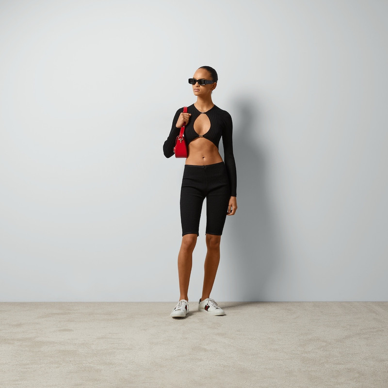 Rib silk viscose cut out top 2