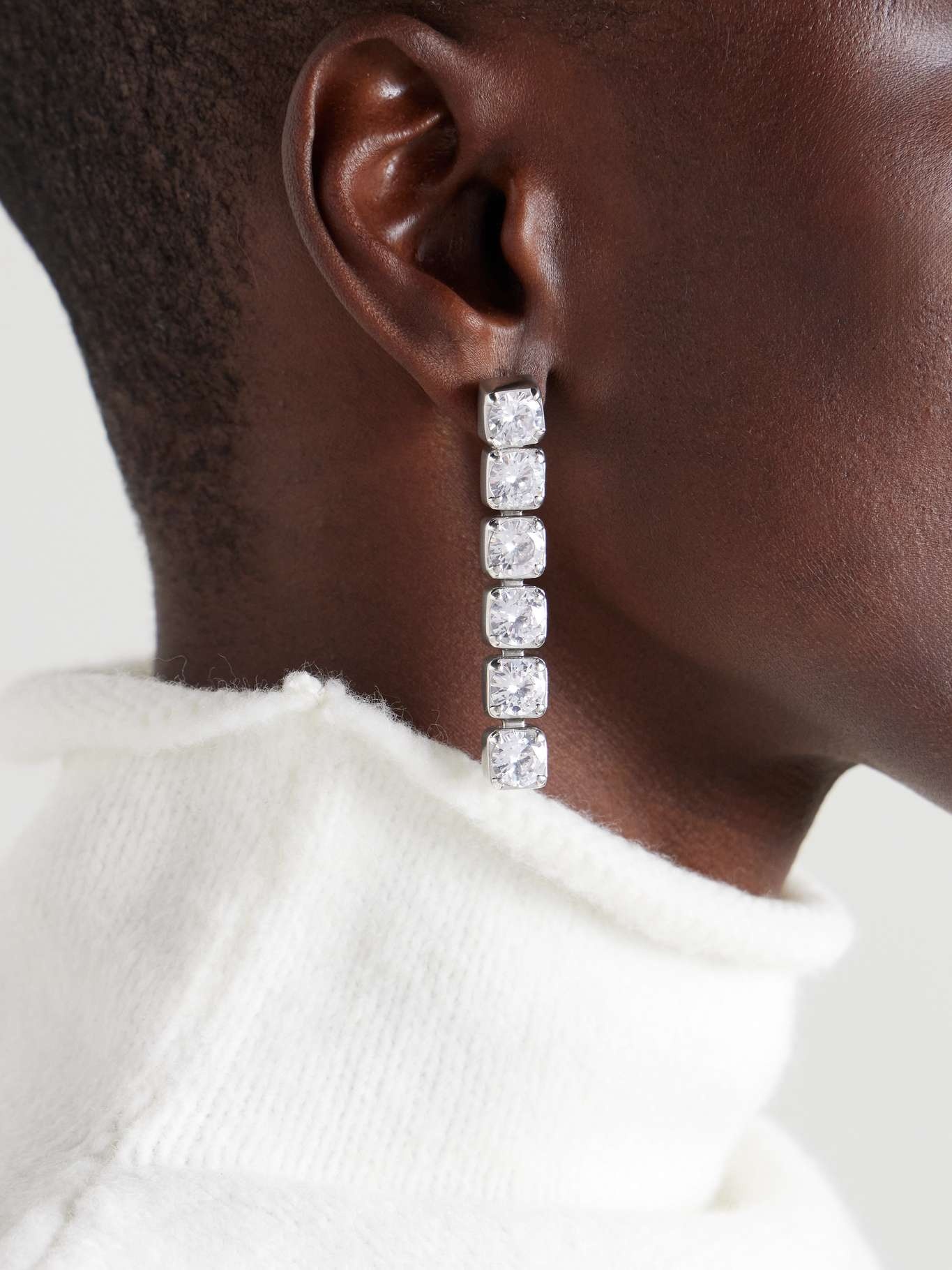 Silver-tone crystal earrings - 2