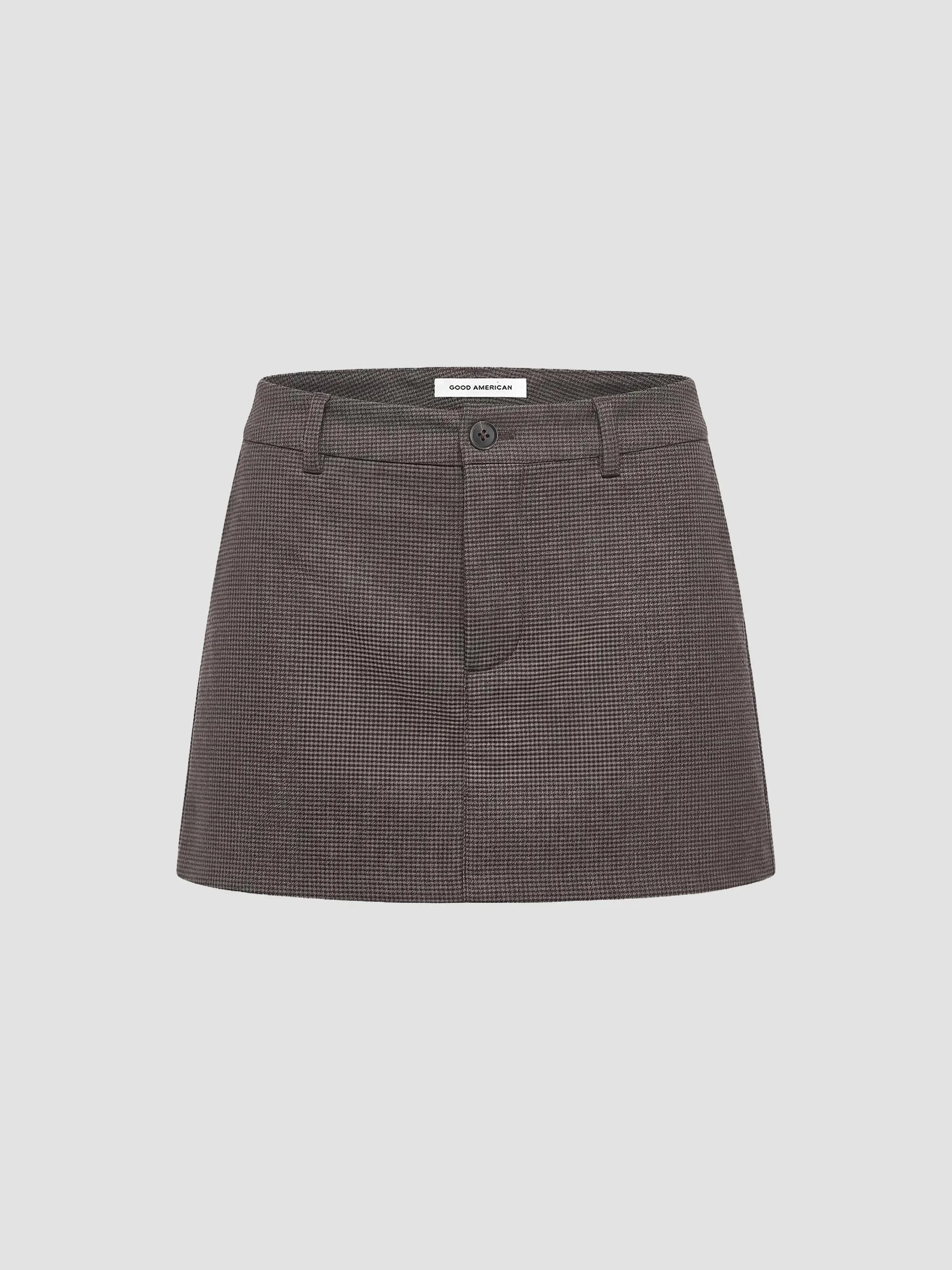 Women's The Trouser Mini Skirt - Charcoal Mini Houndstooth - 1