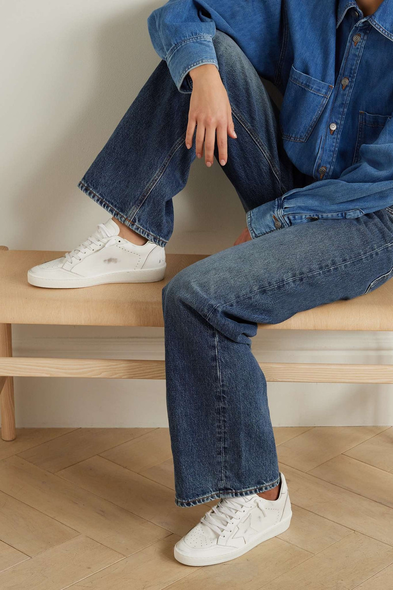 Golden Goose Ballstar distressed leather sneakers outlook