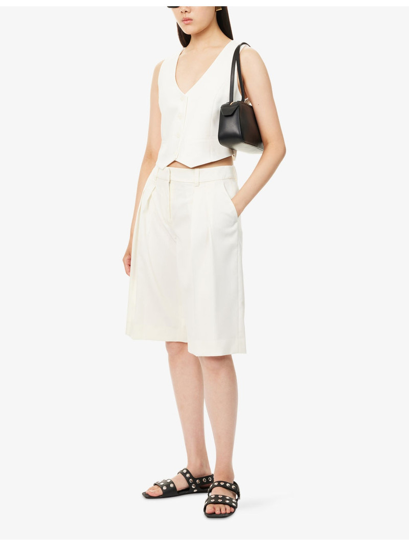 The Frankie Shop Bilbao Pleated Wool Bermuda Shorts outlook