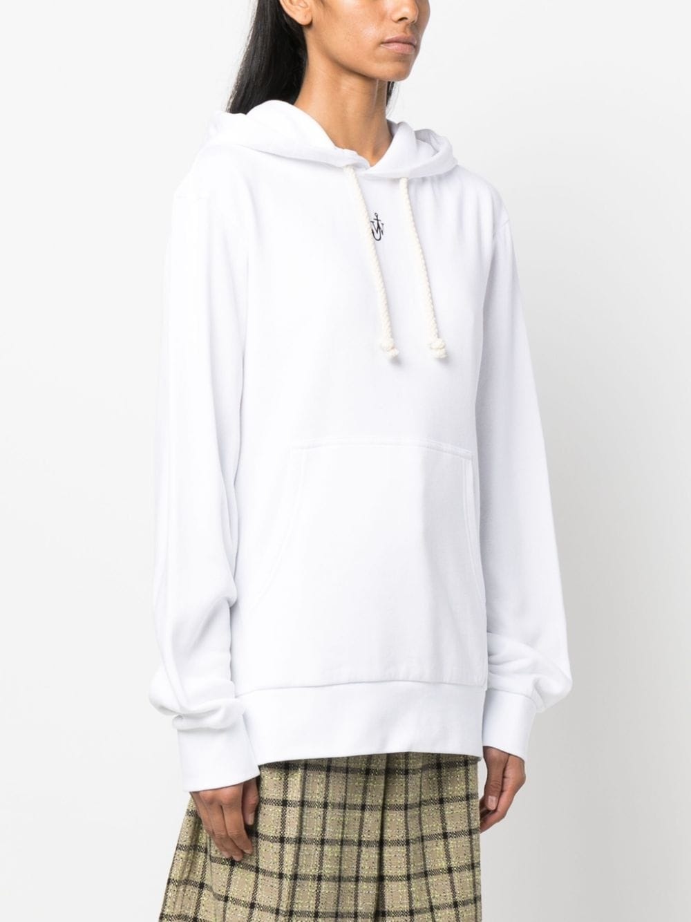 logo-embroidered cotton blend hoodie - 3