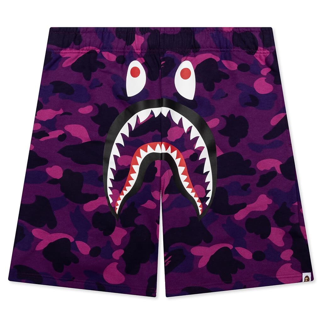 COLOR CAMO SHARK SWEAT SHORTS - PURPLE - 1