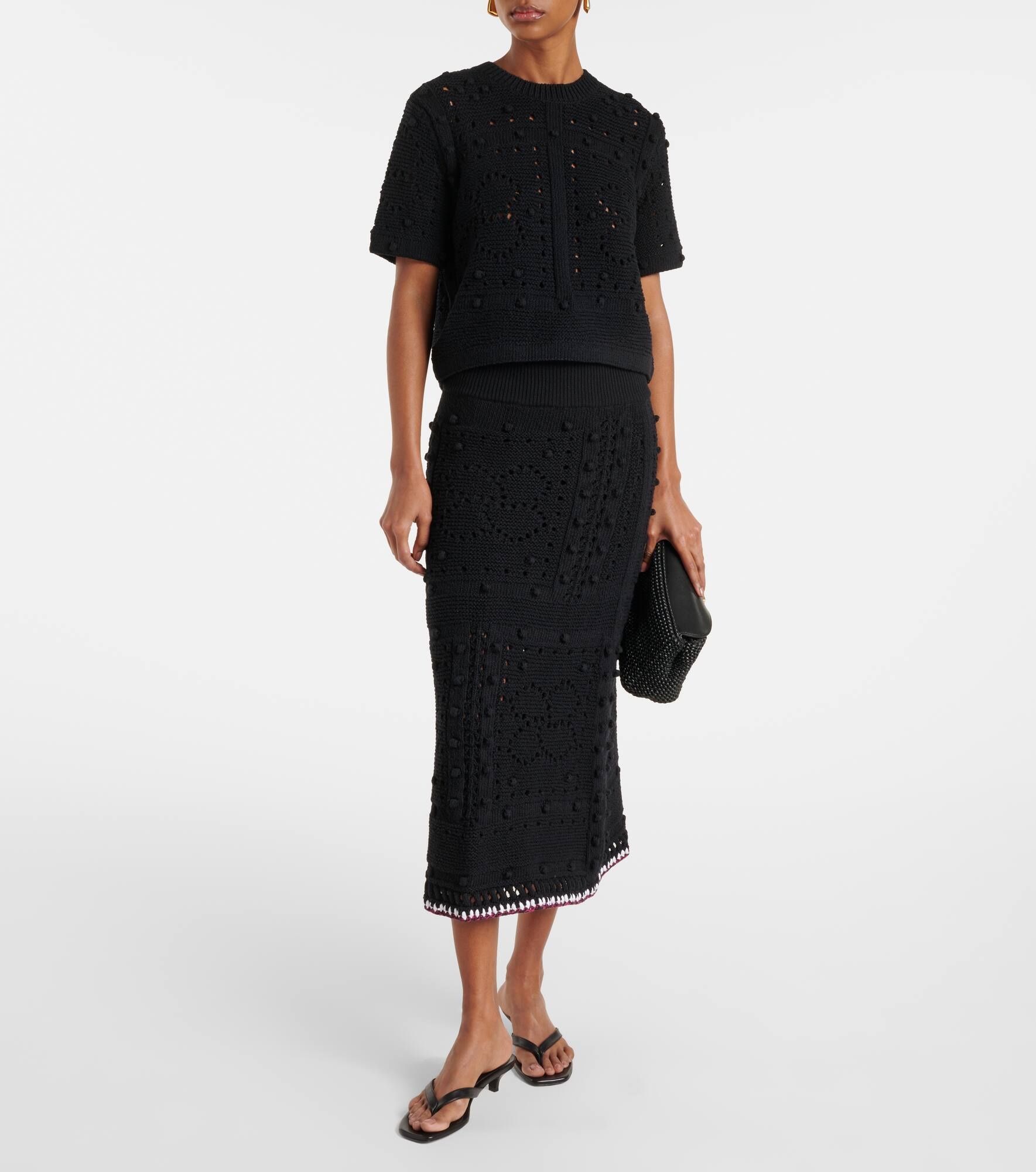 Cotton-blend midi skirt - 2