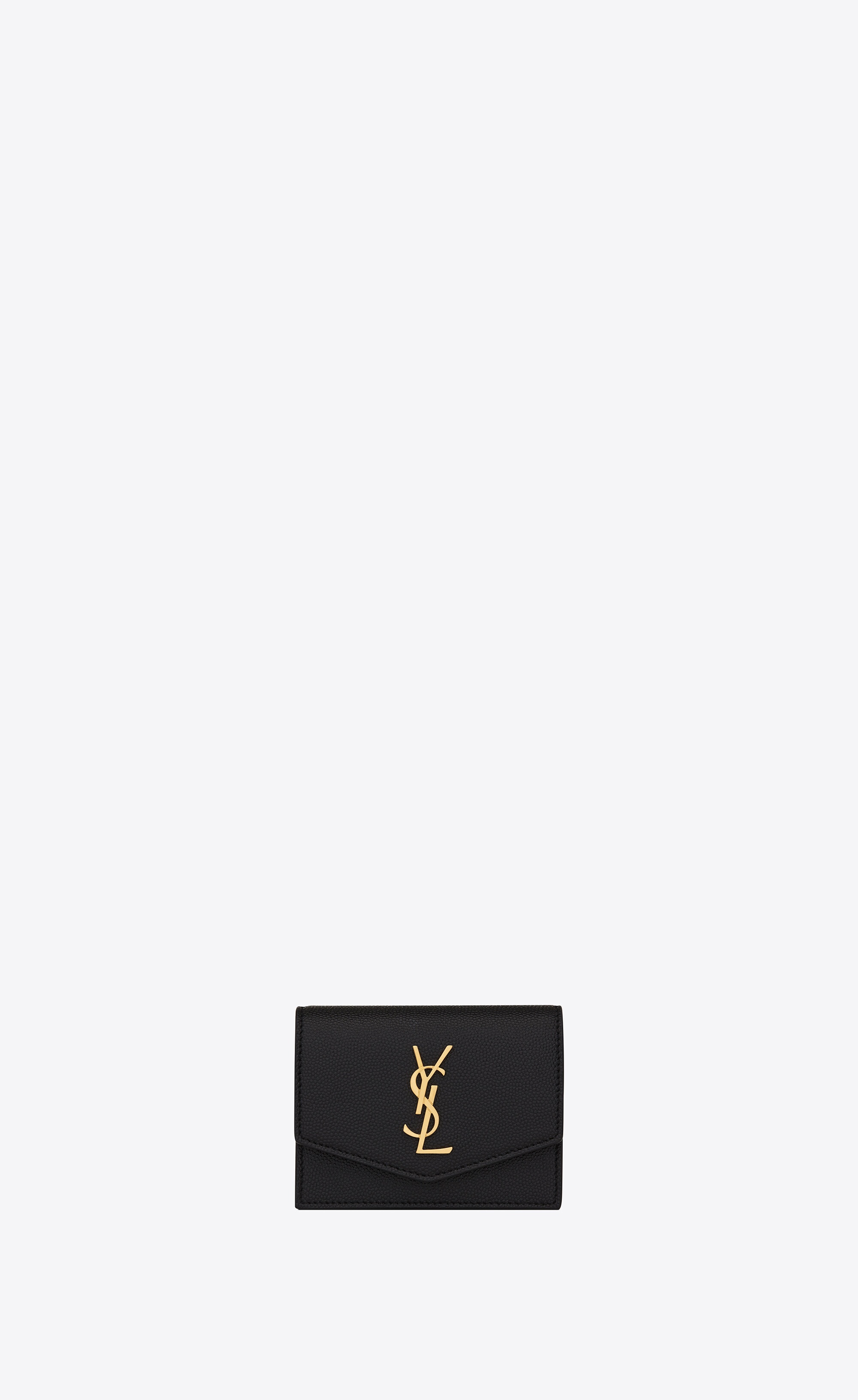 SAINT LAURENT uptown business card case in grain de poudre embossed leather REVERSIBLE