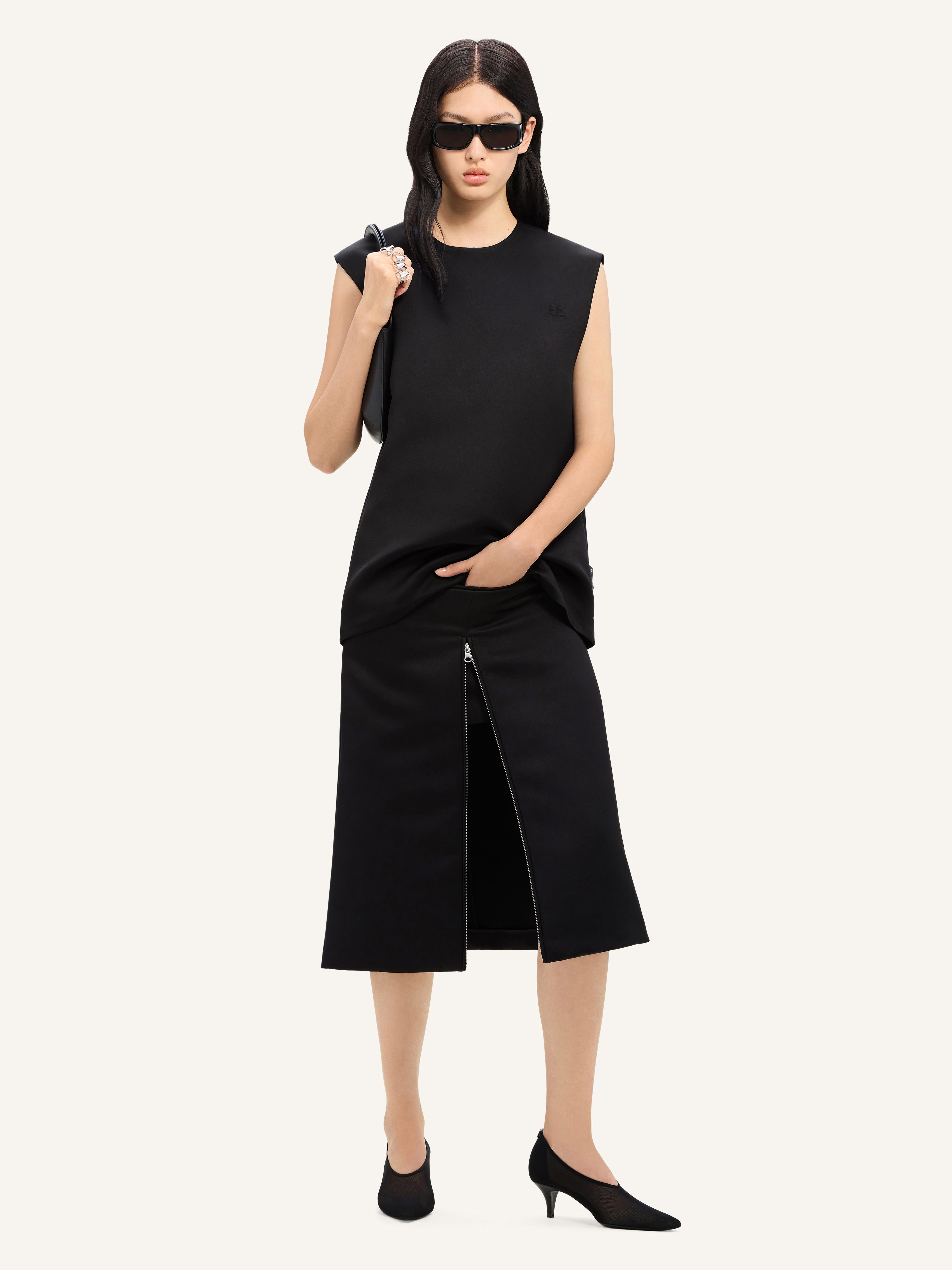 TAILORED ZIPPED SATIN MIDI SKIRT - 2