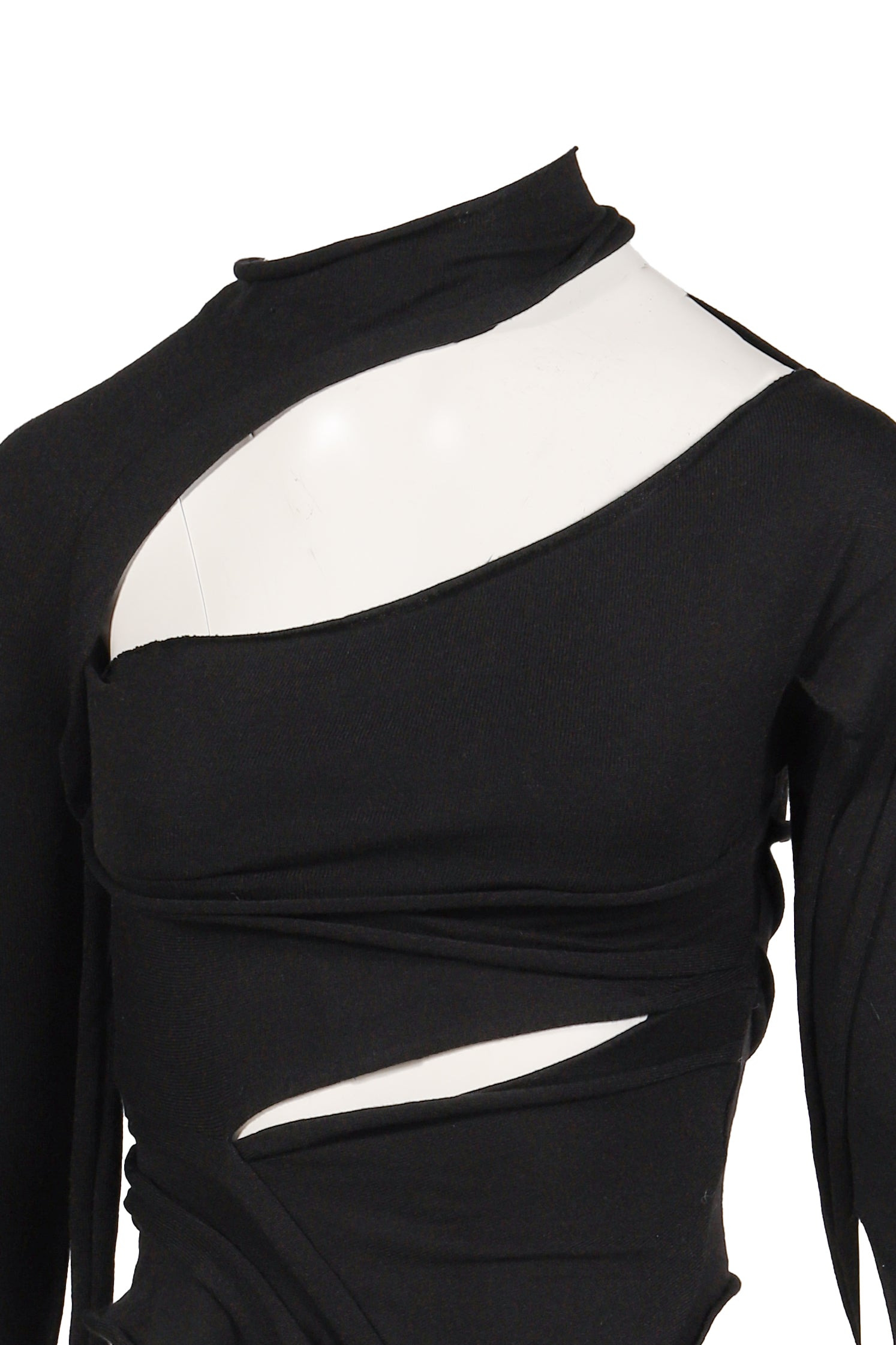 CUT-OUT KNIT LONG SLEEVE / BLACK - 4