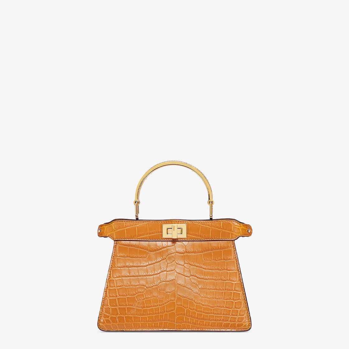 Iconic Peekaboo ISeeU bag in an ideal, compact size. Made of exquisite, brown crocodile leather and  - 1