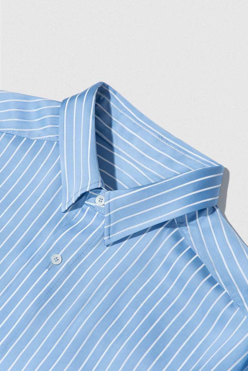 SATIN PIN STRIPE SHIRT BLUE AND WHITE VISCOSE BLEND 3