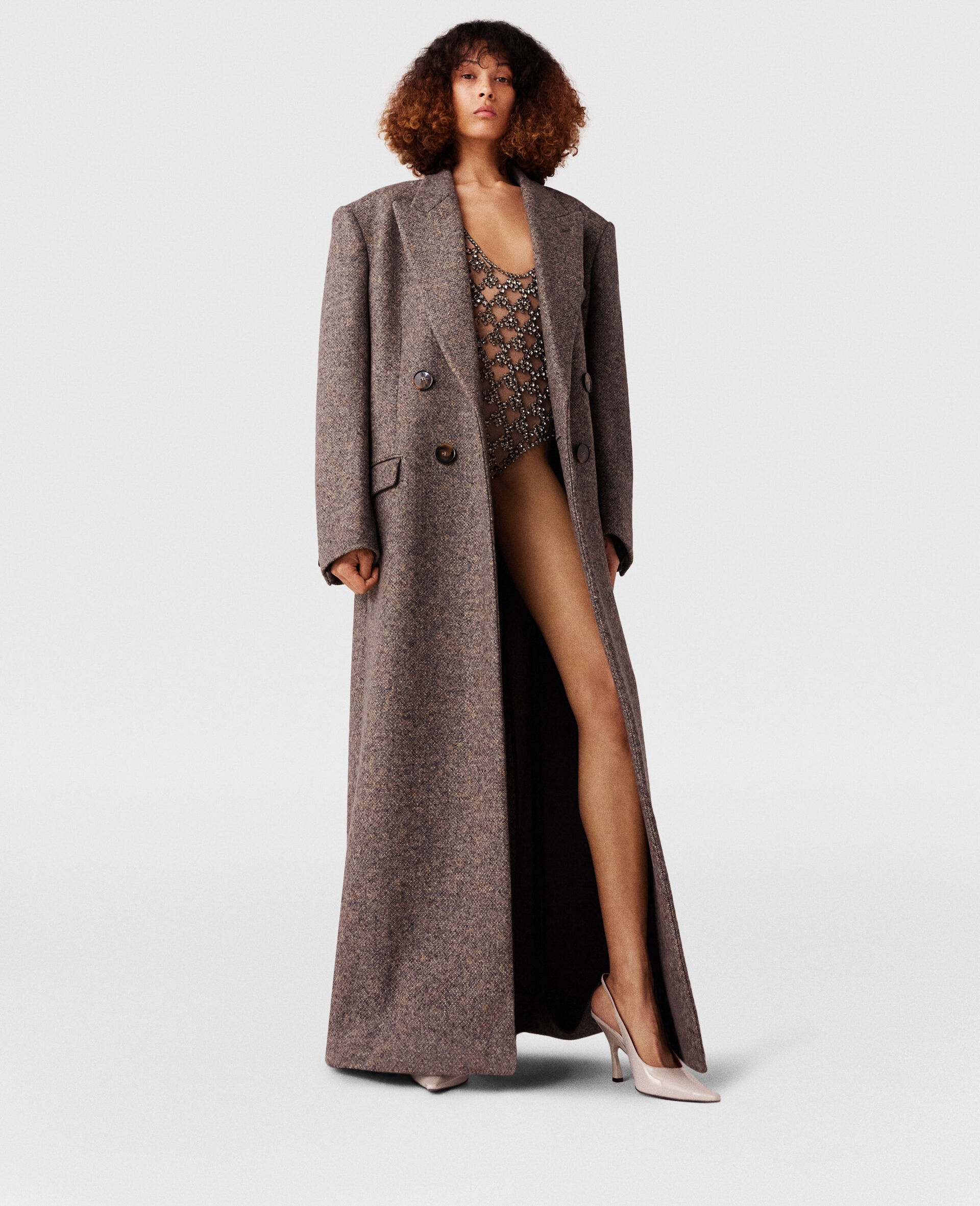 コート Stella Mccartney Oversize Tweed Long Coat Stella McCartney Double Breasted Tweed Long Coat | REVERSIBLE