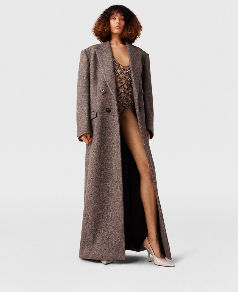 Double Breasted Tweed Long Coat 6